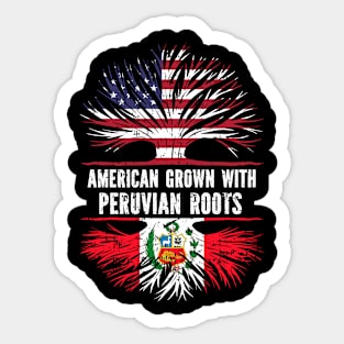 American Grown with Peruvian Roots USA Flag Sticker